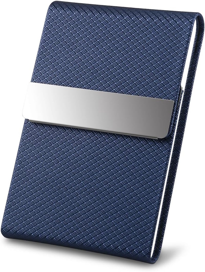 DMFLY Business Card Holder for Women & Men - Multi Card Case, Business & Pocket Card Holder, Credit & Name Card Wallet with Magnetic Closure, Blue-zs - Image 1