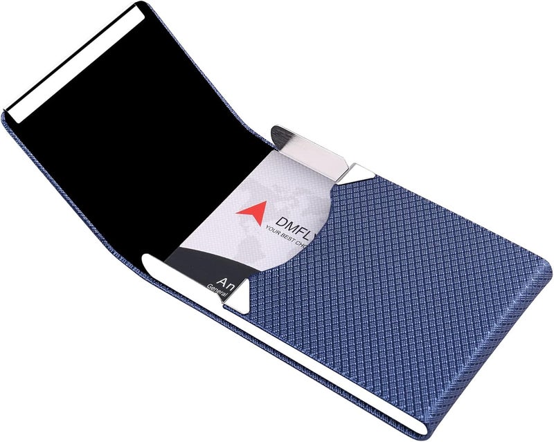 DMFLY Business Card Holder for Women & Men - Multi Card Case, Business & Pocket Card Holder, Credit & Name Card Wallet with Magnetic Closure, Blue-zs - Image 5