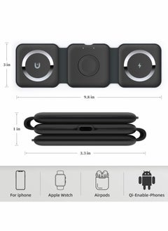 XiuWoo Wireless Charging, 3 in 1 Charger,Wireless Magnetic Fast Charging Foldable Dock station Charger for iPhone 13/12/11/8/Pro/Max,for iWatch,forAirPods 3/2/Pro and Samsung  - Image 2