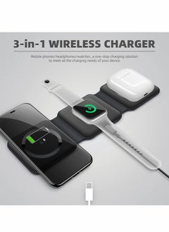 XiuWoo Wireless Charging, 3 in 1 Charger,Wireless Magnetic Fast Charging Foldable Dock station Charger for iPhone 13/12/11/8/Pro/Max,for iWatch,forAirPods 3/2/Pro and Samsung  - Image 3