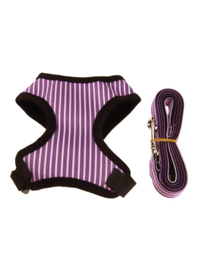 NIBEMINENT Nylon Stripe Pattern Leash With Vest Purple/Black/White S - Image 1
