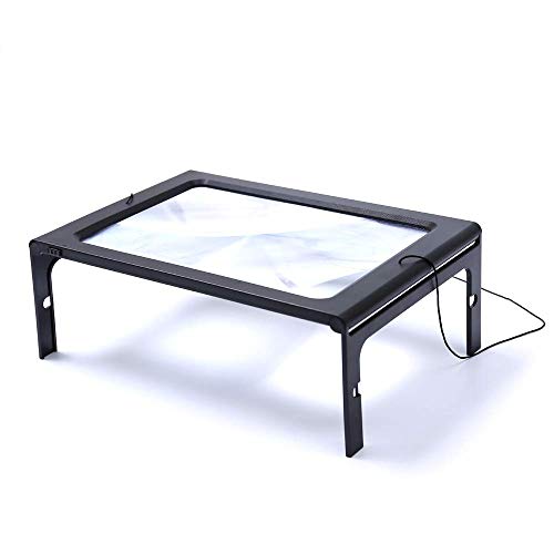Delzon Magnifier Lens LED Lights, Full Page,Large Hands-Free for Large Hands-Free Older Man Woman- Black - Image 2