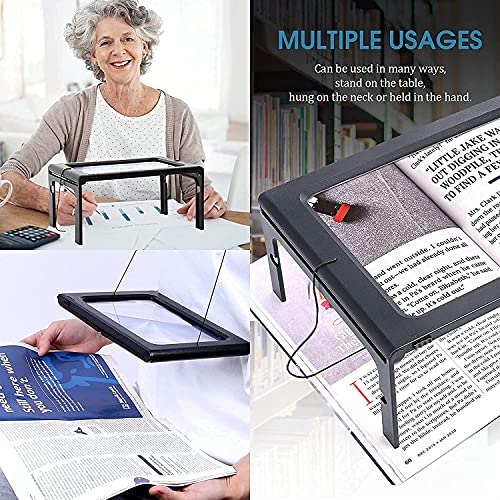 Delzon Magnifier Lens LED Lights, Full Page,Large Hands-Free for Large Hands-Free Older Man Woman- Black - Image 5