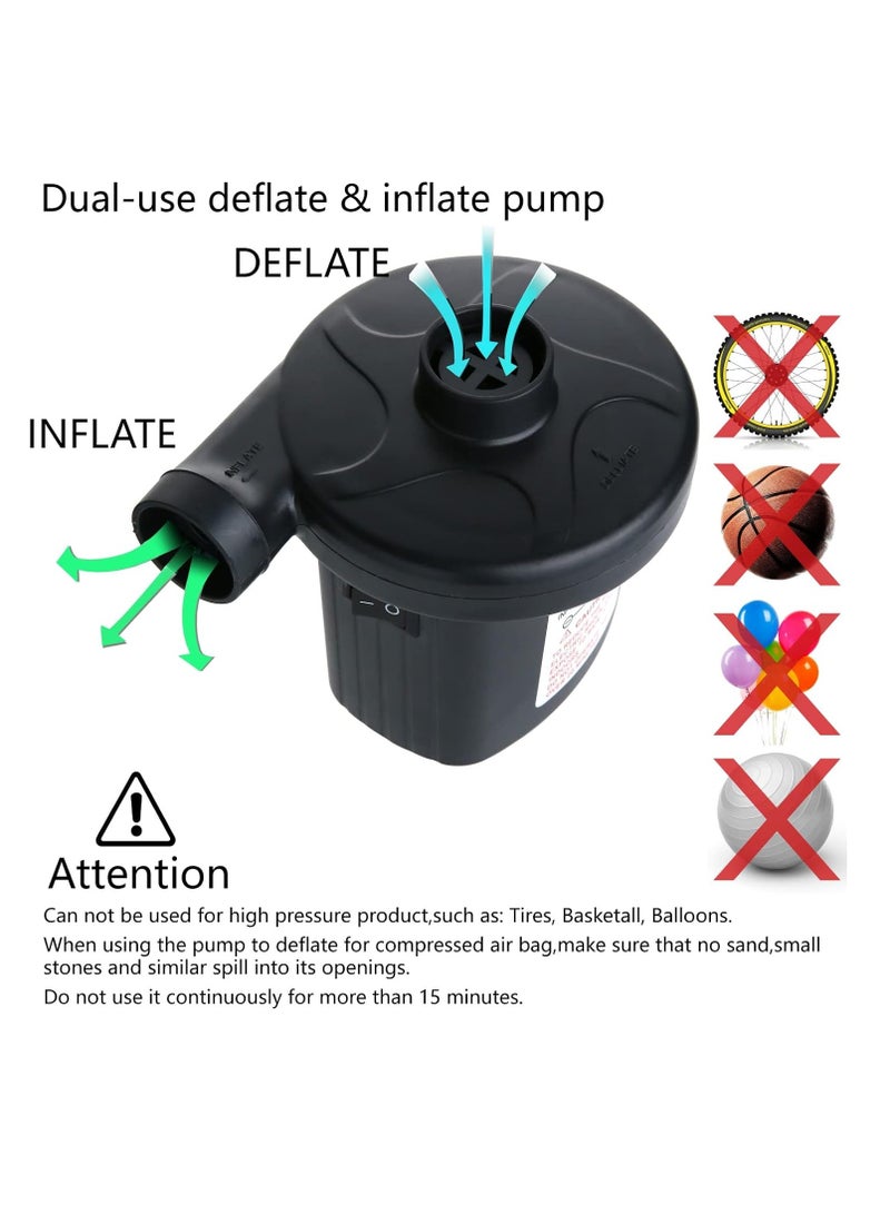 Jasonwell Jasonwell Electric Air Pump Portable Quick-Fill AC DC Inflator Deflator Pump for Air Mattress Inflatables Pool Floats Water Toy Raft Bed Boat Pool Toy with Nozzles 110-240 V  - Image 3