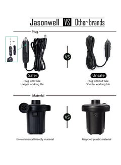Jasonwell Jasonwell Electric Air Pump Portable Quick-Fill AC DC Inflator Deflator Pump for Air Mattress Inflatables Pool Floats Water Toy Raft Bed Boat Pool Toy with Nozzles 110-240 V  - Image 4