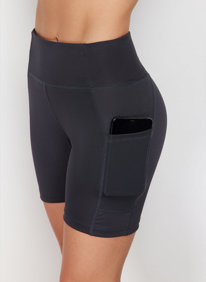 trendyol Anthracite Double Pocket Detailed Knitted Sports Shorts/Short Leggings THMSS24TY00030  - Image 1