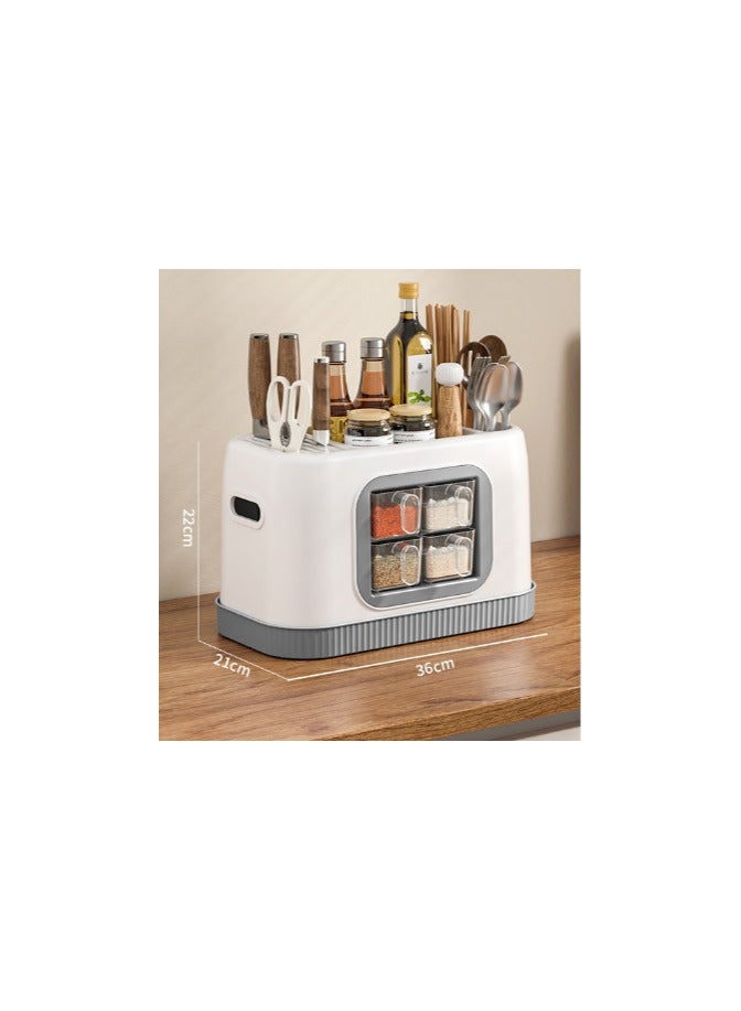 EBMINI Home Seasoning Storage Rack Integrated Multi-functional Storage Box With Multiple Compartments 
