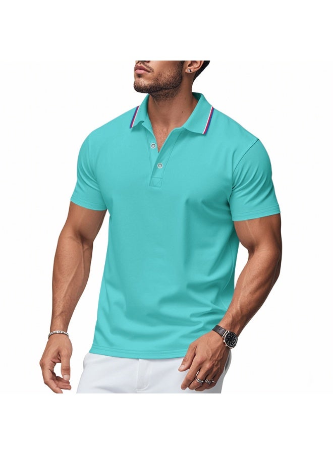 Men's Casual Golf Polo Shirt Quick Dry Short Sleeve Breathable Summer   Size Loose - Image 1