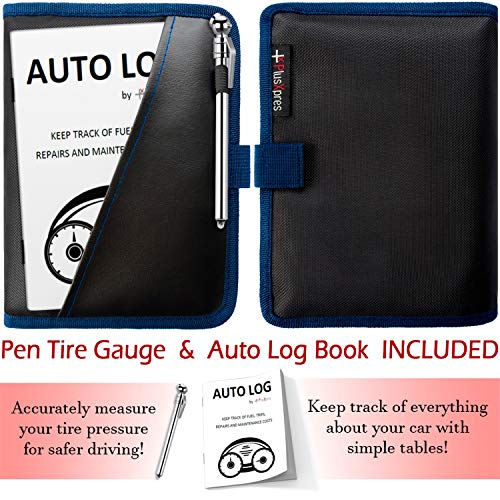 PlusXpres Glove Box Compartment Organizer - Car Document Holder - Owner Manual Case Pouch - Vehicle Storage Wallet for Registration & Insurance Card - Premium Auto Paperwork Holder - Log Book included - Blue - Image 2
