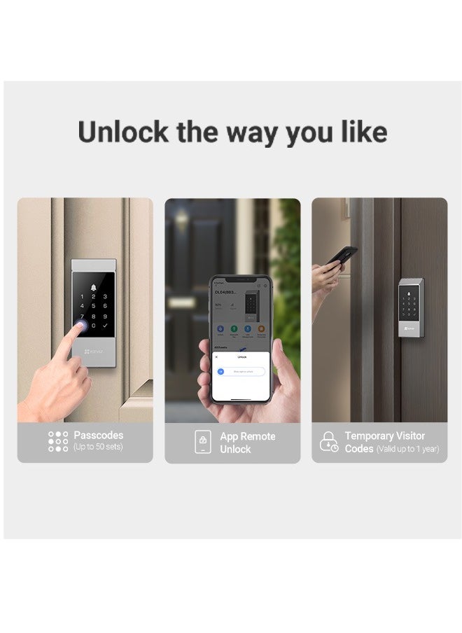 EZVIZ - EZVIZ DL04 Smart Door Lock Smart Lock - Bluetooth & Wi-Fi Enabled, Multi-Method Keyless Entry, Remote Control, Anti-Tamper Alerts, Easy Installation - Ideal for Home Security - Image 1