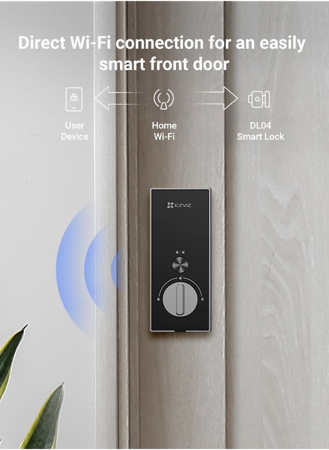 EZVIZ - EZVIZ DL04 Smart Door Lock Smart Lock - Bluetooth & Wi-Fi Enabled, Multi-Method Keyless Entry, Remote Control, Anti-Tamper Alerts, Easy Installation - Ideal for Home Security - Image 1
