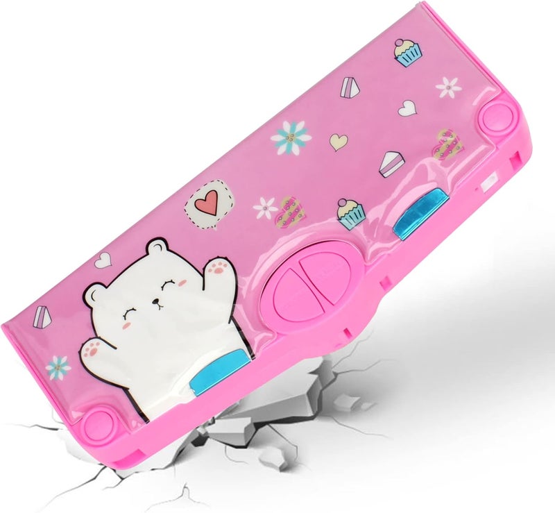 Minache All budget friendly options Multifunction Pencil Case, Pencil Box with 2 Compartments for Students - Cartoon Pattern Stationery Set with Pop Out Scissors and Pencil Sharpener Trendy varied sizing alternatives - Image 5