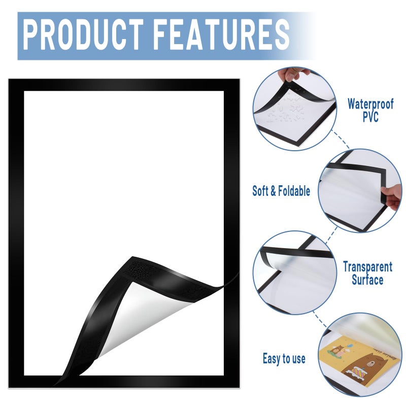 Hlimior 15 Pack Magnetic Sign Holder 8.1 x 11.4 Inch, Self Adhesive Magnetic Frames for Wall, Quick-Change Document Holder & Poster Frame for Office, Classroom, Store Display, Black - Image 5