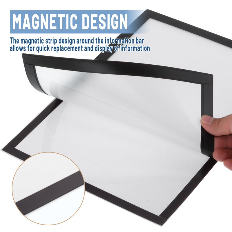 Hlimior 15 Pack Magnetic Sign Holder 8.1 x 11.4 Inch, Self Adhesive Magnetic Frames for Wall, Quick-Change Document Holder & Poster Frame for Office, Classroom, Store Display, Black - Image 3