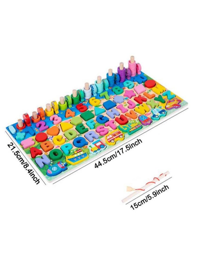 Wooden puzzle toy letters, numbers, letters, traffic, fishing, logarithmic games for preschool education