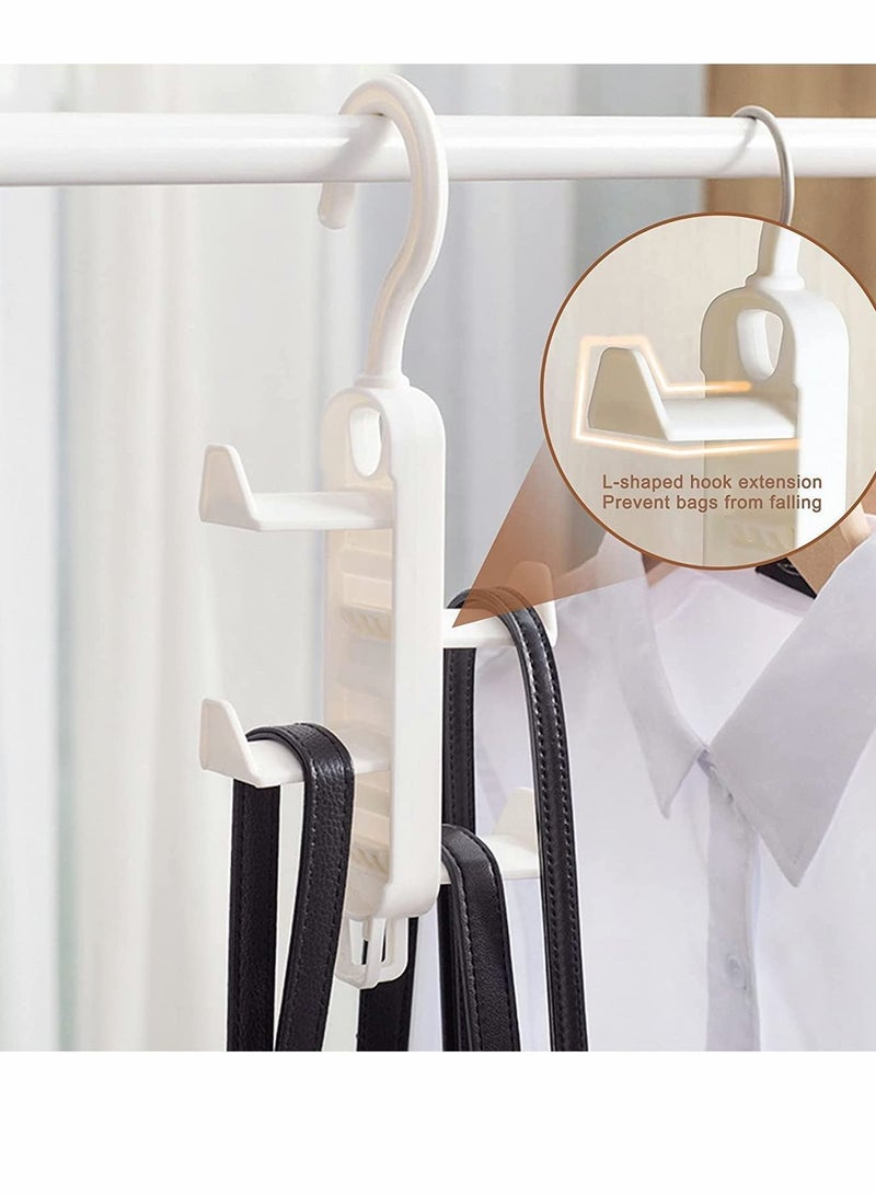 Y&D Purse Organizer, for Closet--Women's Hangers, Hanging Storage, Space Saving Plastic Hooks, Durable Rack, Handbag Storage and 2 Pack 8 Hooks (White)  - Image 2