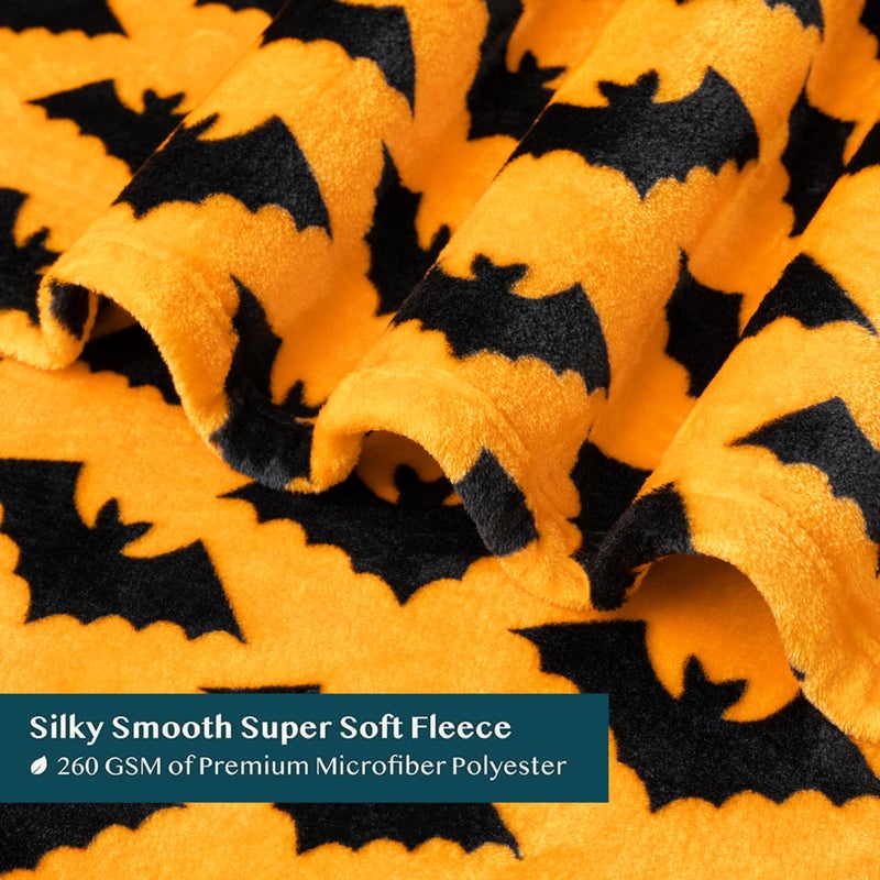 PAVILIA PAVILIA Halloween Throw Blanket for Couch | Bat Fall Halloween Fleece Blanket | Soft  Plush  Warm Black Fall Cabin Throw  60x80 (Bat Halloween)  - Image 4
