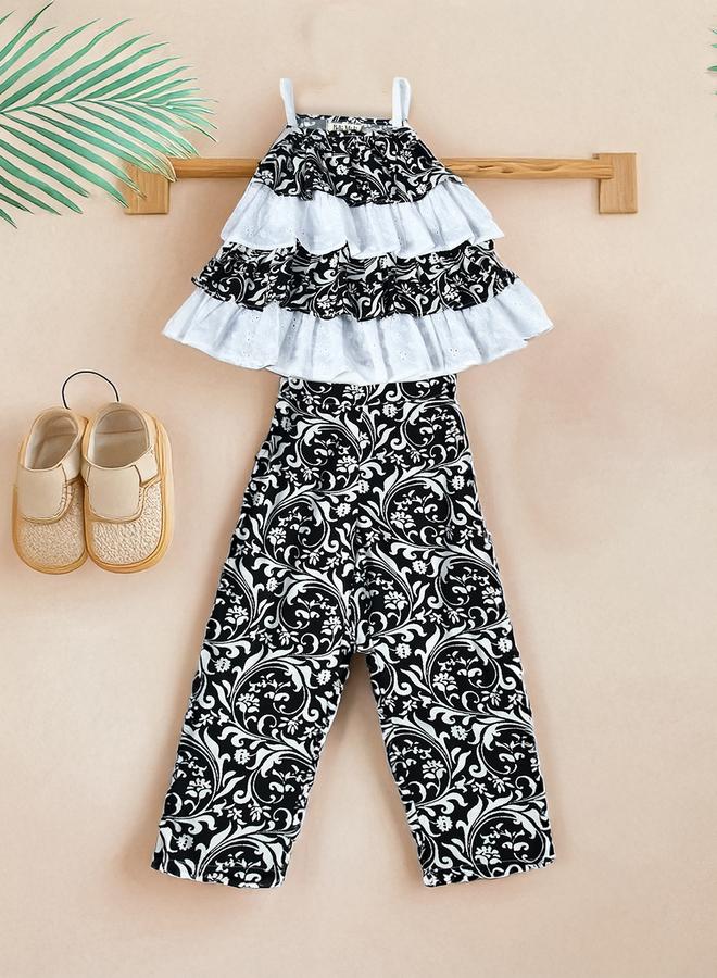 BELLA MODA Bella Moda Printed Layered Strappy Top and Pants Set  - Image 1