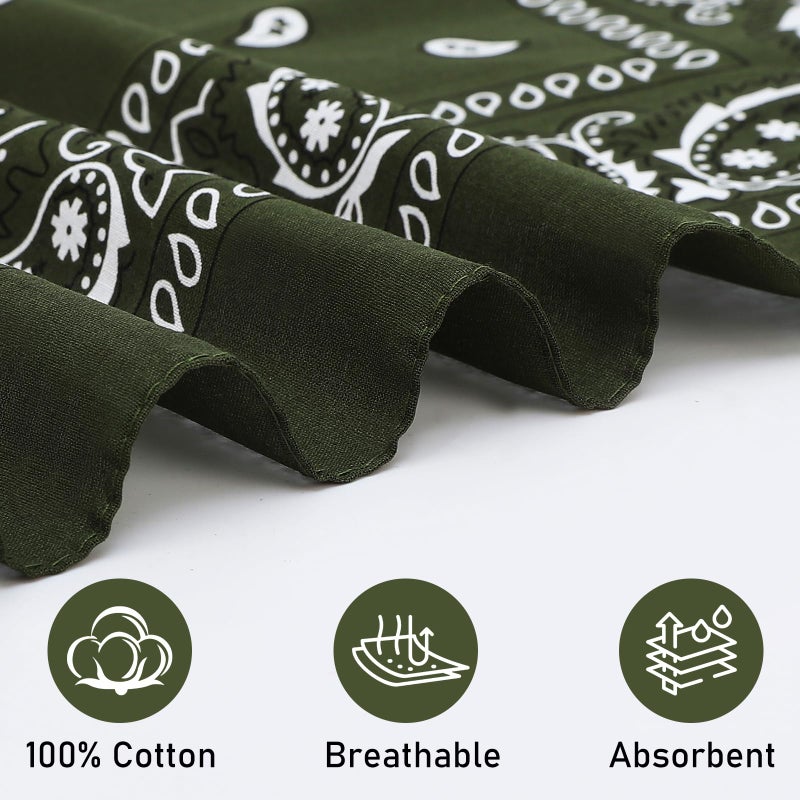 Mochabao 100% Cotton 27 x 27 inches Large Bandanas, Set of 6 - Image 4
