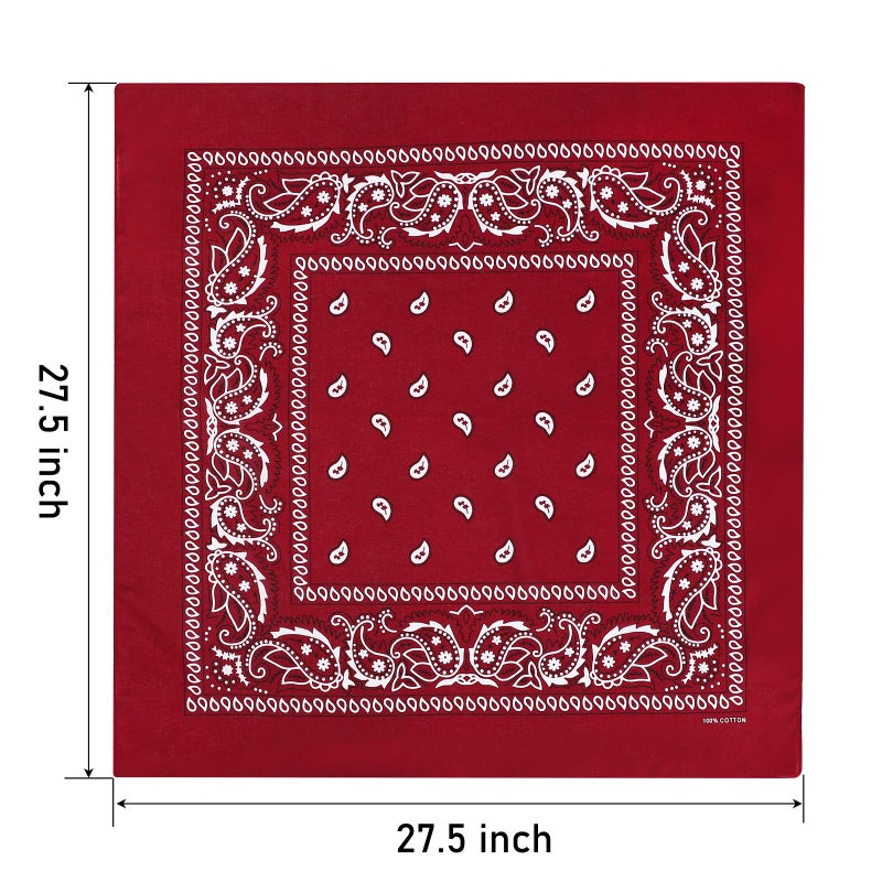 Mochabao 100% Cotton 27 x 27 inches Large Bandanas, Set of 6 - Image 2