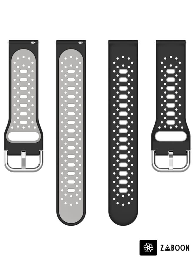 Zaboon Watch Band For Amazfit GTR 2 22mm Breathable Two-Color Silicone (Black+Blue) - Image 4