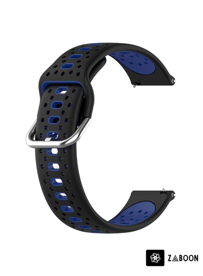Zaboon Watch Band For Amazfit GTR 2 22mm Breathable Two-Color Silicone (Black+Blue) - Image 2