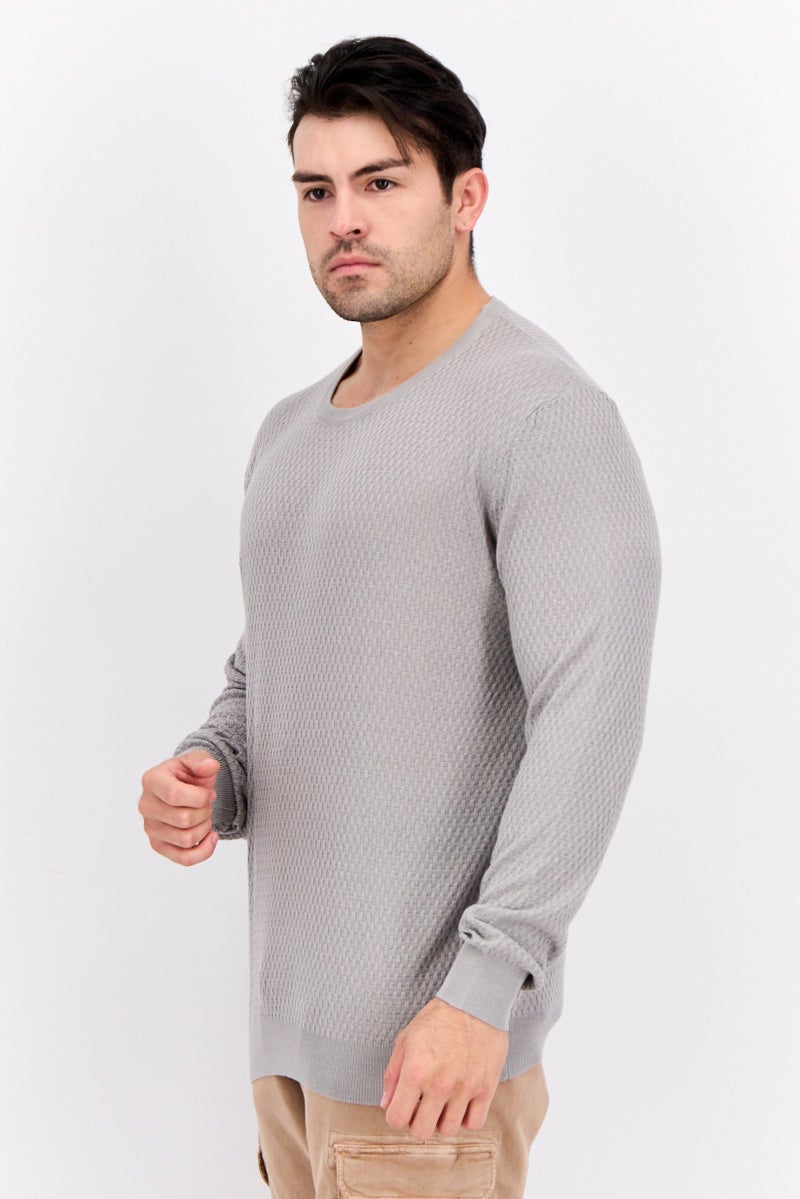 GAS Men Crew Neck Knitted Sweater, Grey - Image 4