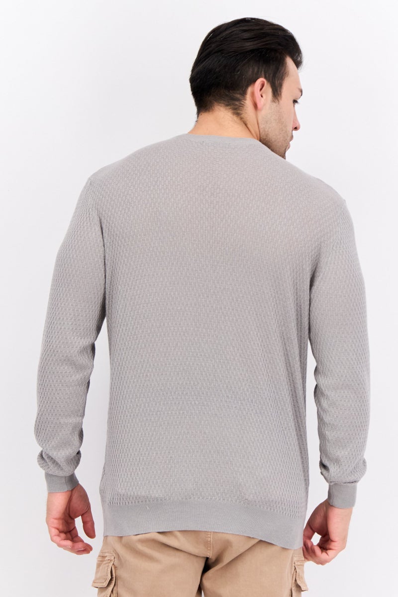 GAS Men Crew Neck Knitted Sweater, Grey - Image 2