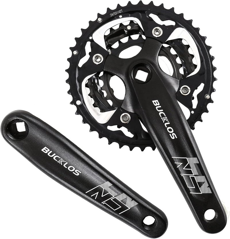BUCKLOS مجموعة كرنك دراجة مزدوجة/ثلاثية 64/104 BCD بتصميم مربع - 2x/3x دراجة جبلية MTB 170 مم مع حلقات سلسلة 22/24/26/32/38/42/44T لسرعات 8/9/10 - Image 1