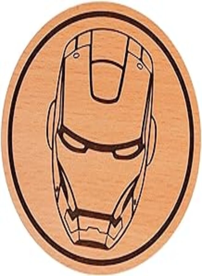 Laser Crafts Iron Man Logo Laser Engraved 3.5" Diameter Wooden Coaster