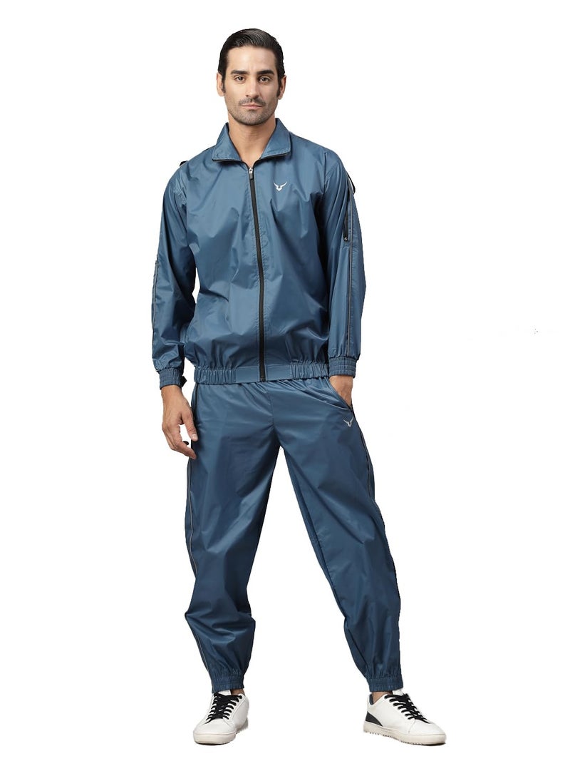 Invincible Men's Sauna Suit (Deep Blue Pro Deluxe, S) - Image 1