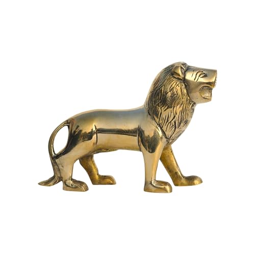 TREEMAISON CORONATING Homes Brass Lion Statue | Weight - 800 G (Approx) | Size-5 Inch | Vastu Remedy | Zonal Placement -North-North-East | Lion Statue for Home Decor | Showpiece - Image 3