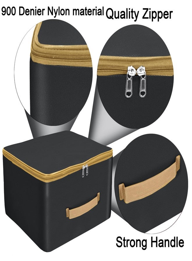 Storite 2 Pack Nylon Wardrobe Bag Underbed Moisture Proof Cloth Storage Organizer, Storage box for Clothes Saree Bags with Zippered Closure & Handle(Black Gold, 38x24x35.5cm),Square - Image 3