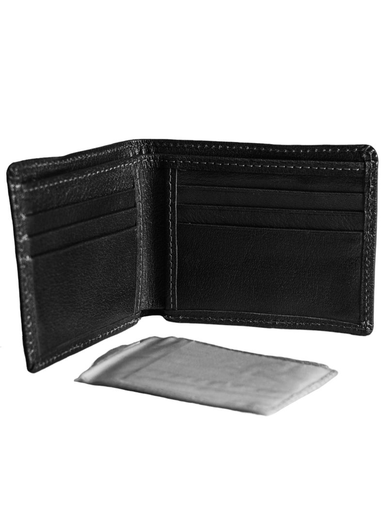 Real Leather Wallet for Men(sa126), Bifold Mens Wallet, Minimalist Front Pocket Wallet for Men with Gift Box - 8 Card Slots and 10 ID Window - Image 4