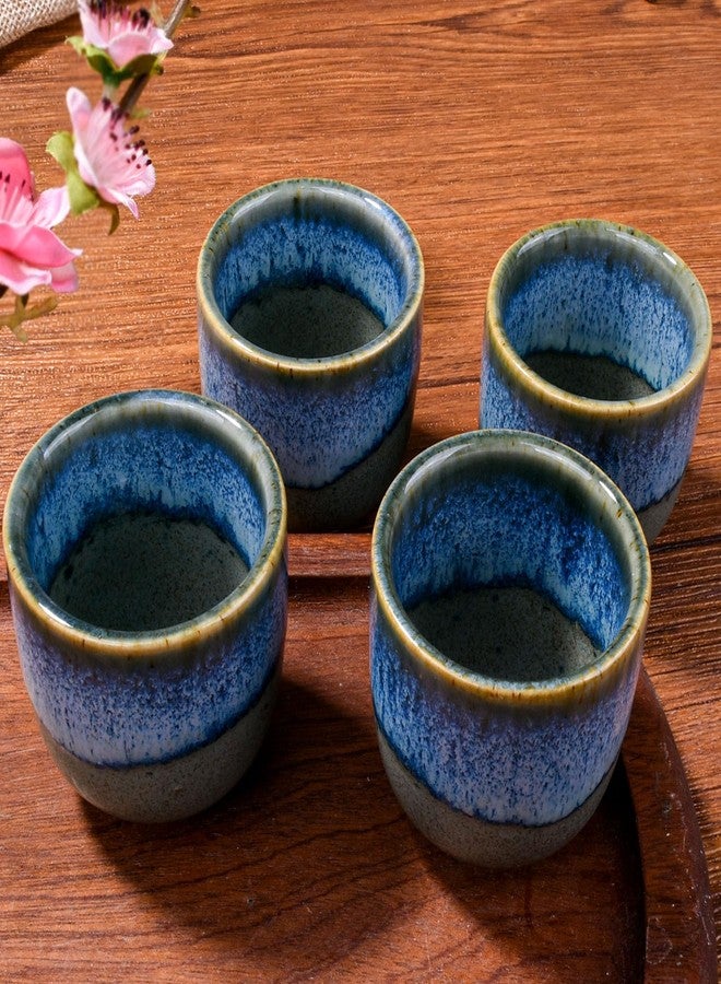 BOSILI Ceramic Sake Cups Blue and Gray Glaze Saki Cup Set of 4 - Image 2