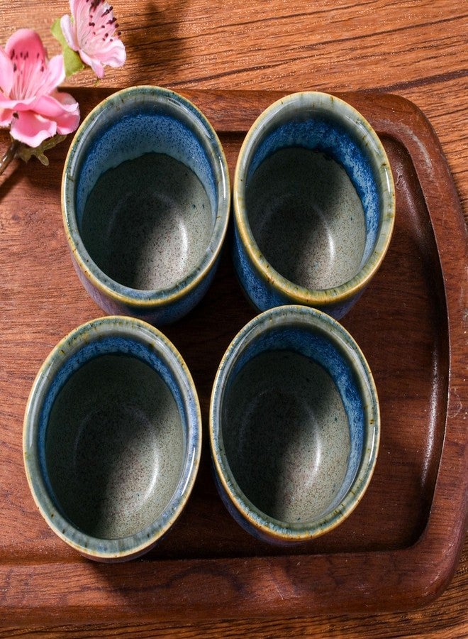 BOSILI Ceramic Sake Cups Blue and Gray Glaze Saki Cup Set of 4 - Image 4