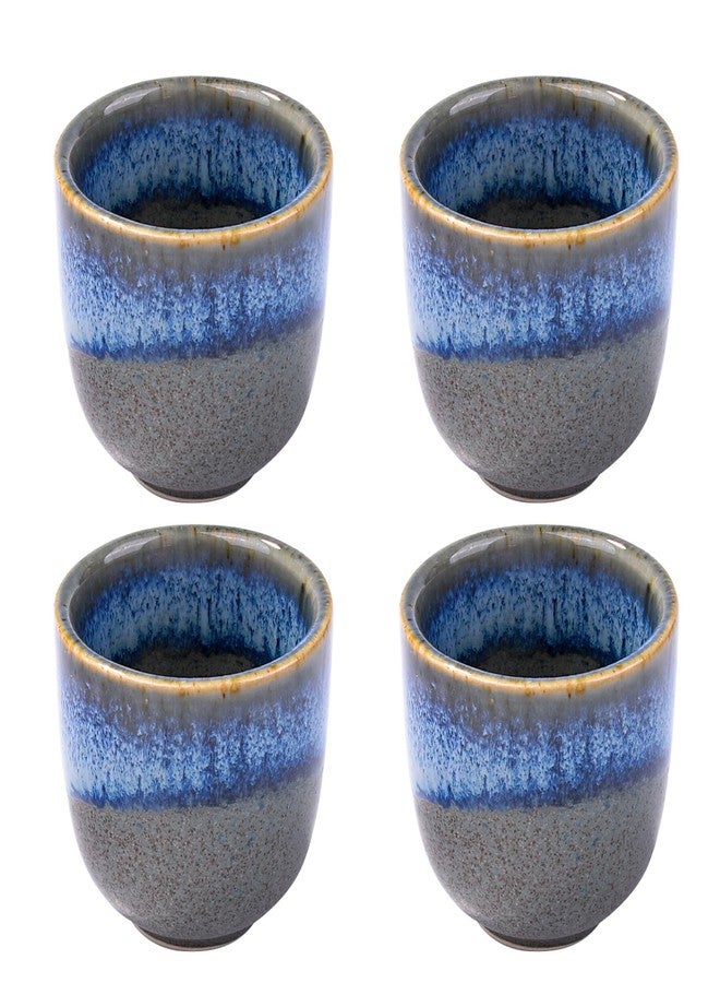BOSILI Ceramic Sake Cups Blue and Gray Glaze Saki Cup Set of 4 - Image 1