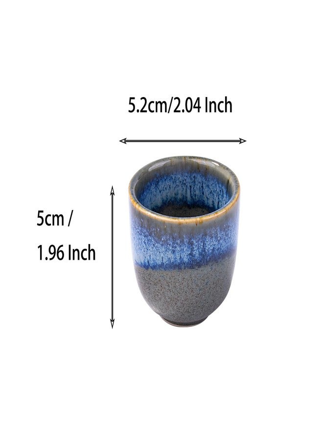 BOSILI Ceramic Sake Cups Blue and Gray Glaze Saki Cup Set of 4 - Image 3