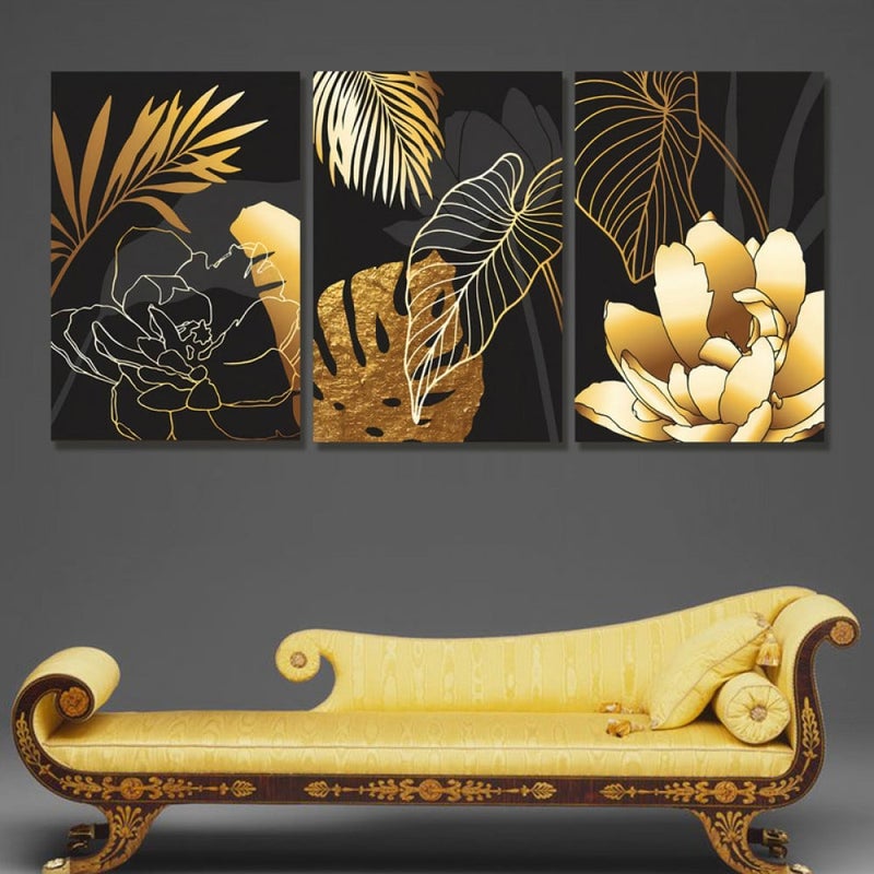 Marktna Three luxurious modern-designed canvas prints with a hollow frame, measuring (150×70), three pieces - Image 1