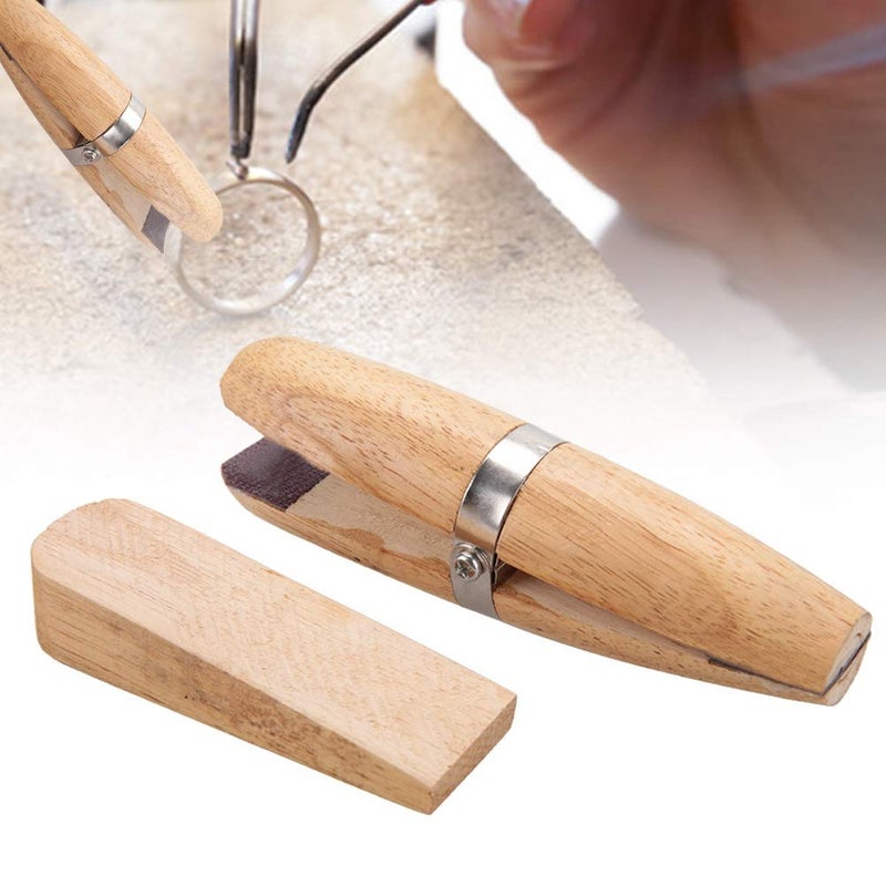 Semme Jewelry Clamp,Ring Clamp Wooden, Jewelers Holder Jewelry Making Benchwork Professional Hand Toolfor Polishing and Repairing Rings Vice With Wedge Lock - Image 5