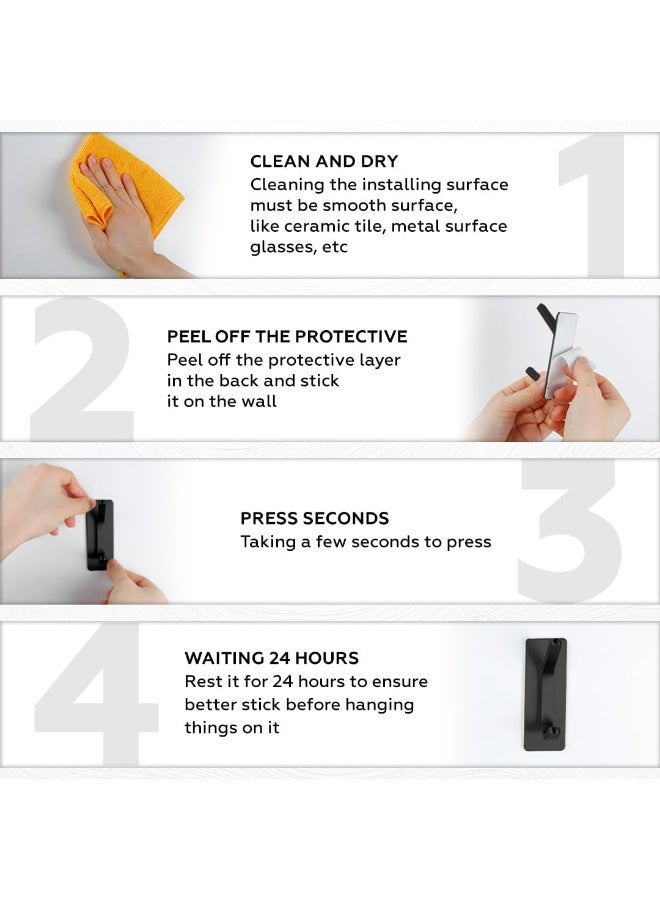 هومستر 4 قطع من الفولاذ المقاوم للصدأ خطائص لاصقة، جدار المثبتة خطائص المعطف المعلق، الملابس، المناشف، حقائب القبعة، للمنزل، مدخل الحمام، غرفة النوم، المطبخ، غرفة المعيشة، الأسود - Image 4