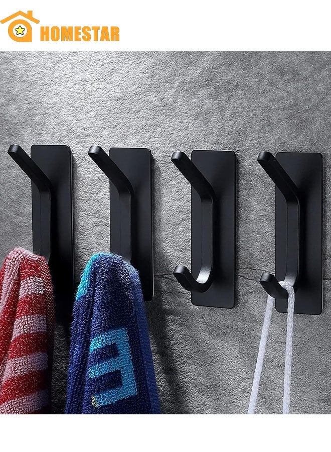 هومستر 4 قطع من الفولاذ المقاوم للصدأ خطائص لاصقة، جدار المثبتة خطائص المعطف المعلق، الملابس، المناشف، حقائب القبعة، للمنزل، مدخل الحمام، غرفة النوم، المطبخ، غرفة المعيشة، الأسود - Image 1