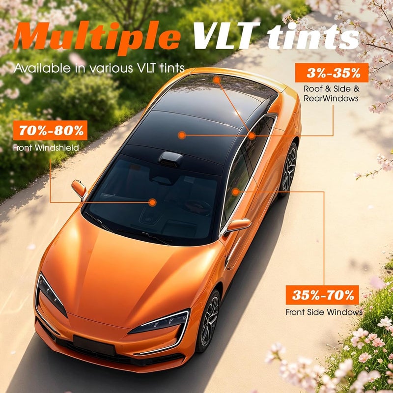 PAMAGOO تظليل نافذة السيارة بنسبة 35% VLT، لفة تظليل نانو سيراميك 35% بحجم 36 بوصة × 15 قدم، تظليل السيارات للخصوصية والحماية من الشمس والوهج، حجب الأشعة فوق البنفسجية والحرارة، مقاوم للخدش من 5 طبقات - Image 5