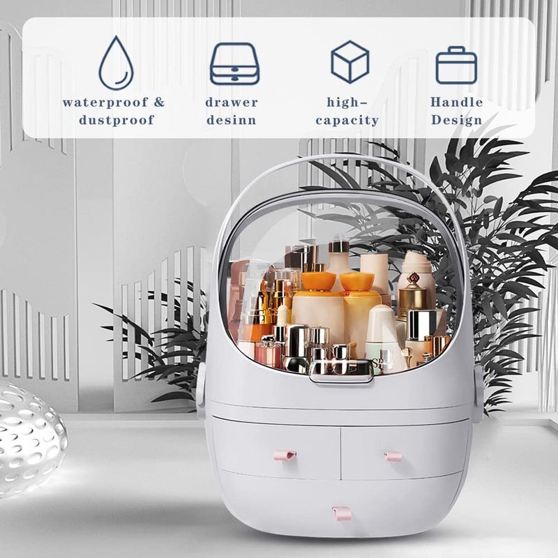 REPLEX Large Makeup Storage Box Waterproof Dustproof Cosmetic Organizers with Lid and Handle, Cosmetic Storage Box Desktop Organizer for Dresser & Bathroom Beautiful - Image 2