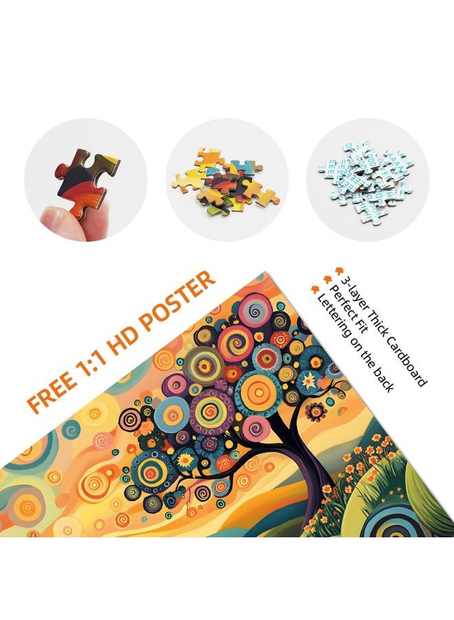 Hiwhy Colorful Tree Landscape 1000 Piece Puzzle for Adults - Fun Puzzles Art Painting Jigsaw Puzzles Family Game Home Decor - Image 4