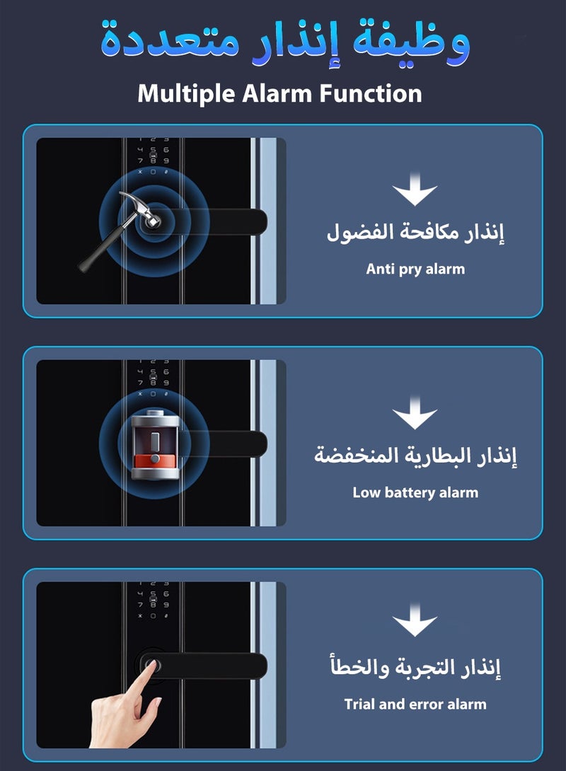 LEOKOR Smart Door Lock, Keyless Entry Smart Lock, 5-in-1 Fingerprint Door Lock, WiFi App Control, Fingerprint Entry, Passwords, 2 Keys, 2 RFID Cards, Support Arabic Langauge, Mortise 4585, Suitable for Home, Apartment, Villa, Office, Hotel (Black) - Image 5