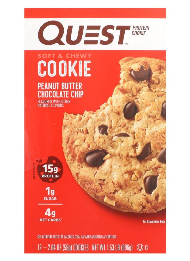 QUEST NUTRITION - Protein Cookie Peanut Butter Chocolate Chip 12 Cookies 2.04 oz (58 g) Each - Image 1