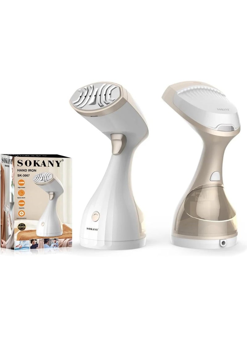 Sokany SK-3067 Portable Steam Iron for Clothes, Curtains, and Upholstery - 1500W - 30-Second Heat-Up, 300ml Tank, Rust-Resistant Iron Tip, All-Around Ironing, Safe for All Fabrics - White - Image 1