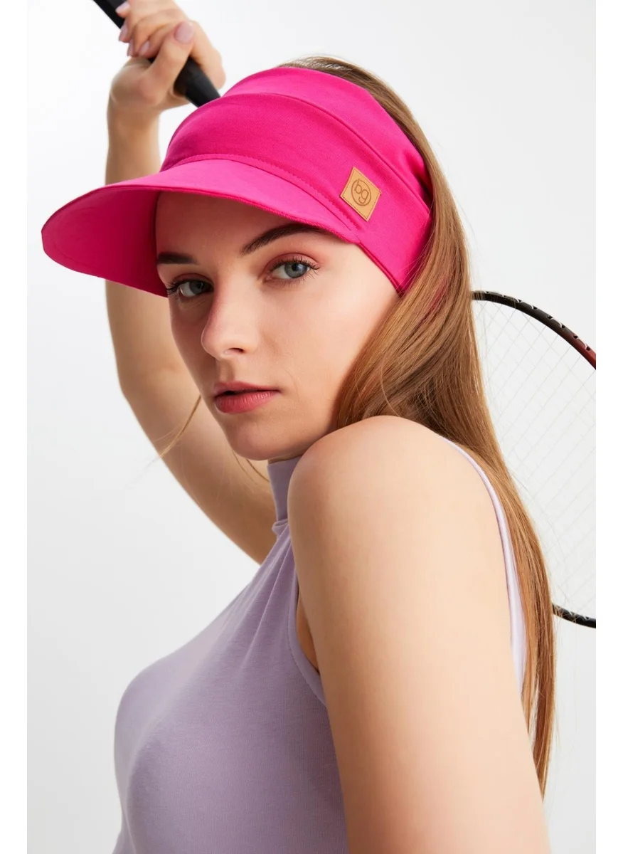 Butikgiz Women's Fuchsia UV Protected Foldable Open Top Soft Brim 100% Cotton Combed Tennis Visor Hat