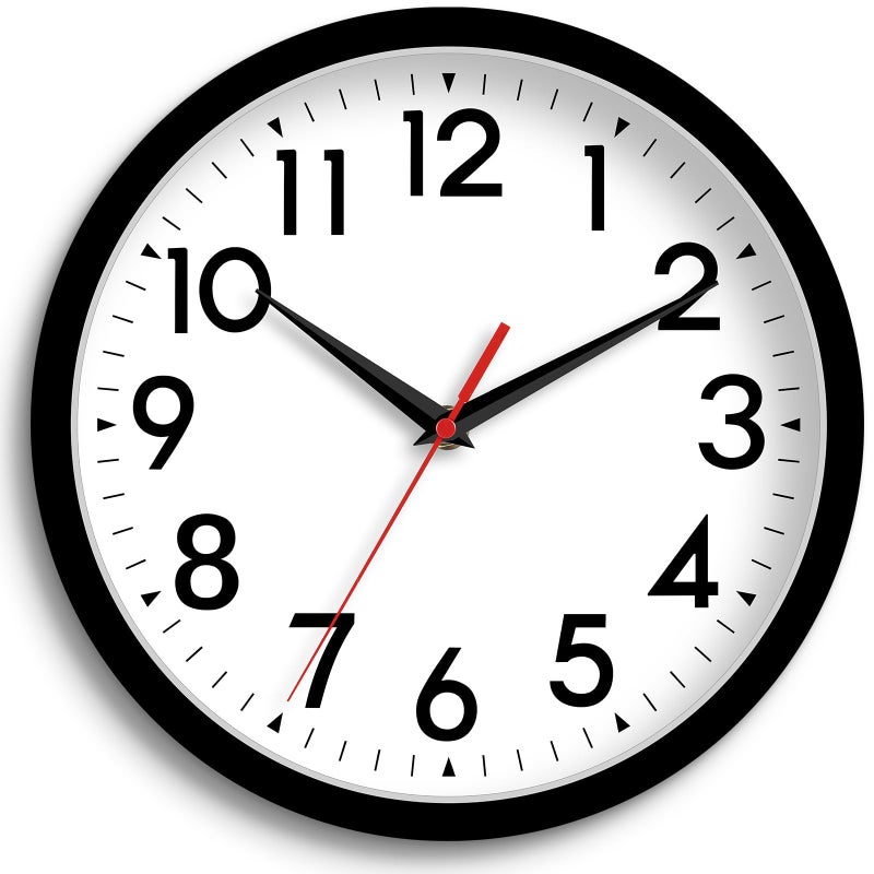 DAXSMY Wall Clock Small Analog 8 Inch Silent Non Ticking Battery Operated Modern Simple Decorative for Kitchen Office Bedroom Bathroom Living RoomBlack